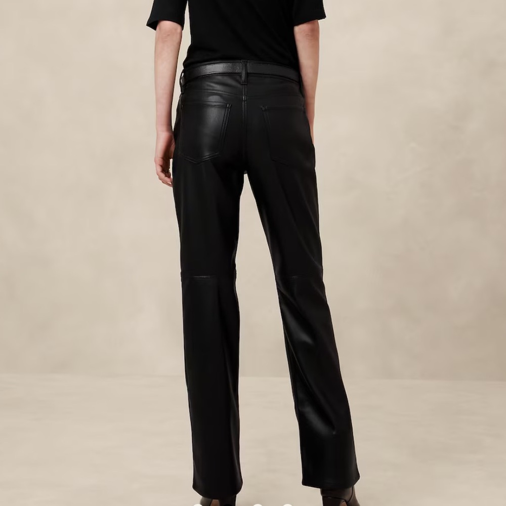 Banana Republic Black Faux Leather Straight-Leg Pants